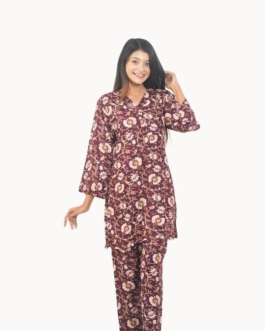 Linen Hibiscus Co-Ord Set! Maroon - Image 5